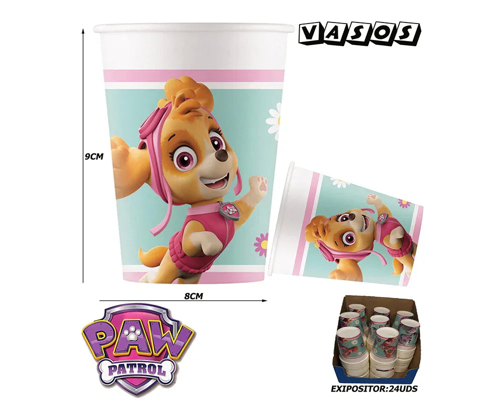 VASOS PATRULLA CANINA ROSA - yupiparty