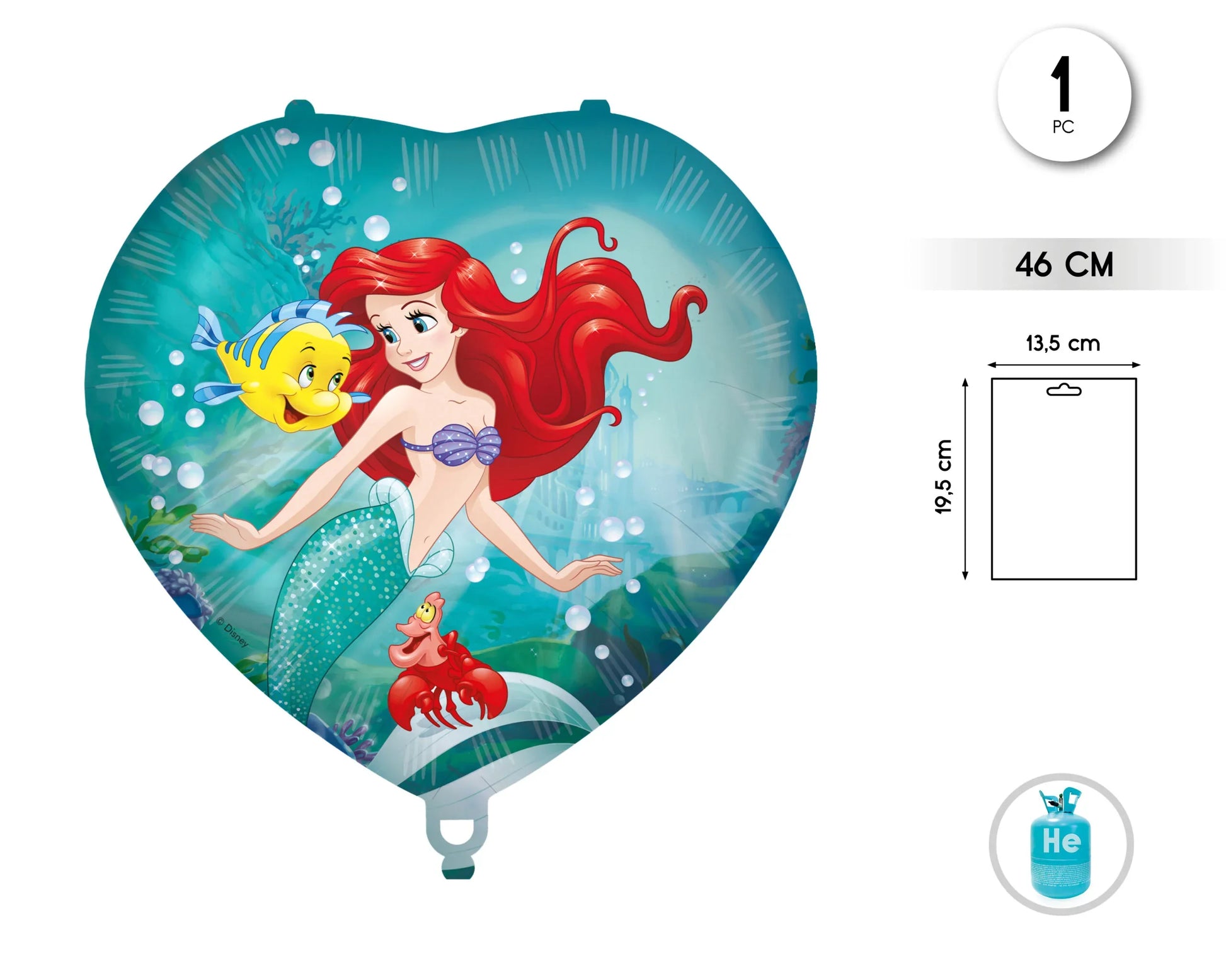 18/46CM ARIEL CORAZON CON CINTA Y PESO - yupiparty