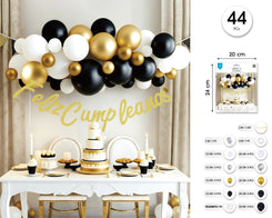 SET GUIRNALDA DE GLOBOS CON BANNER FELIZ C 44PCS