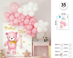 SET DECORACION CON GLOBOS POSTER BABY GIRL 35PCS