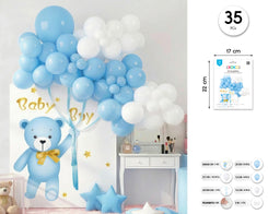 SET DECORACION CON GLOBOS POSTER BABY BOY 35PCS