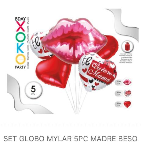 SET GLOBO MYLAR 5PC MADRE BESO