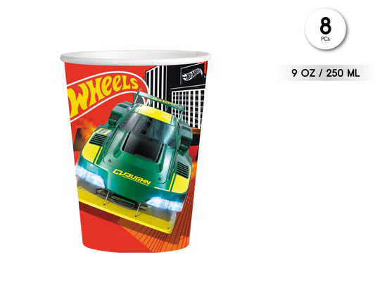 VASOS HOTWHEELS 8PCS - yupiparty