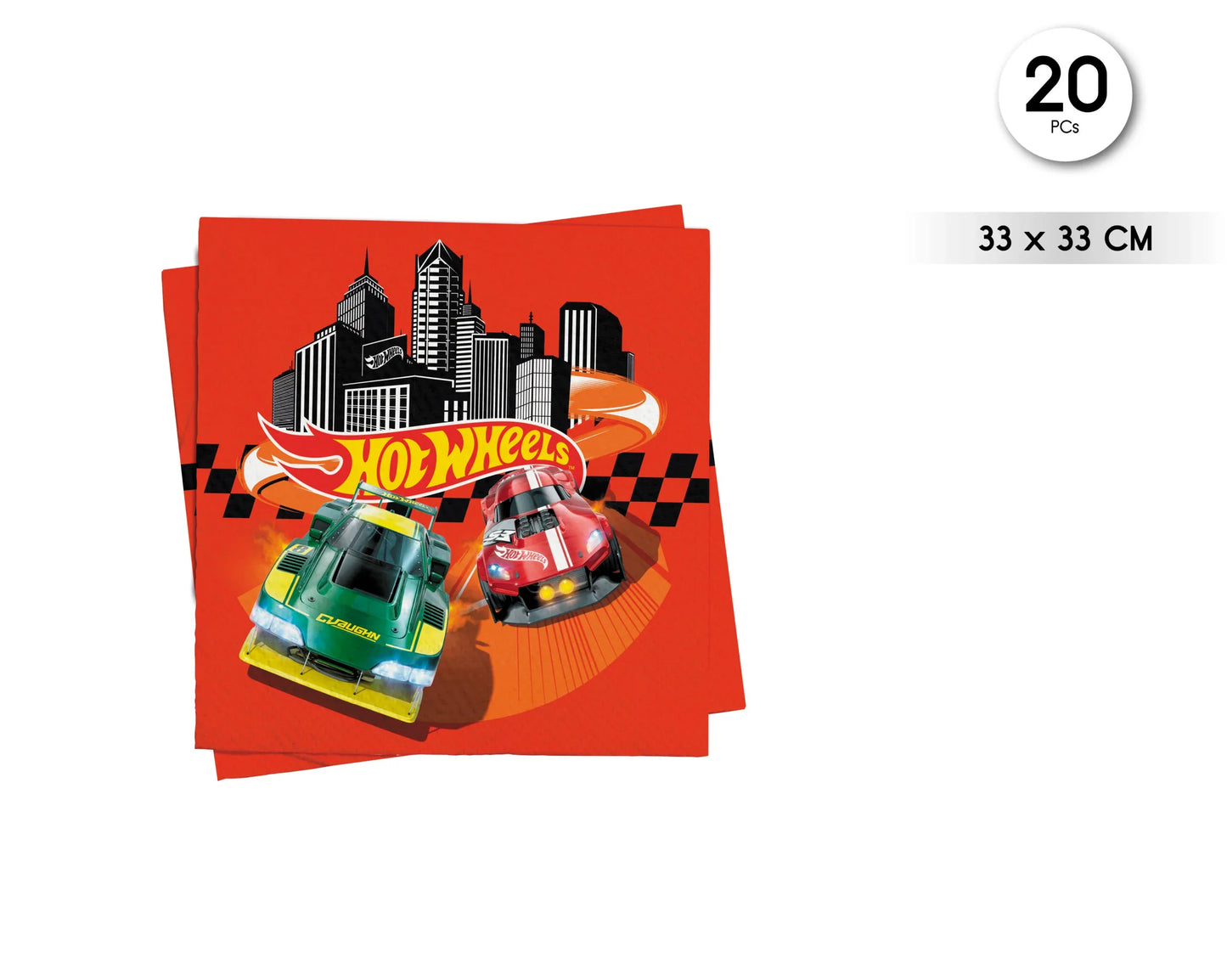 SERVILLETAS 33CM HOTWHEELS - yupiparty