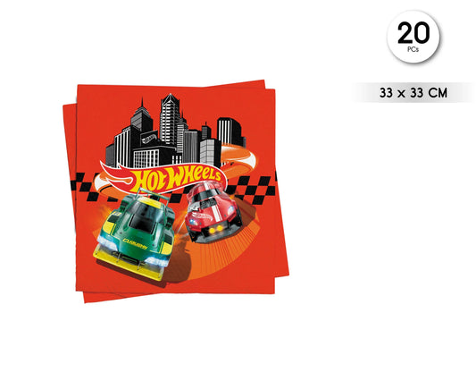 SERVILLETAS 33CM HOTWHEELS - yupiparty