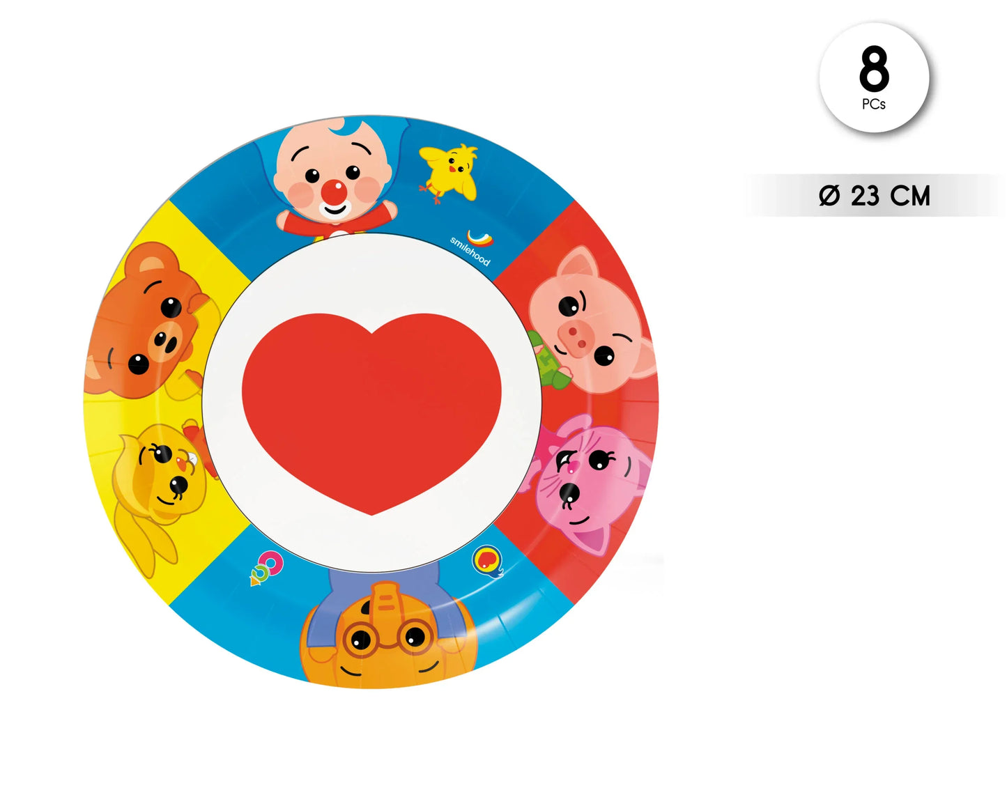 8 PLATOS 23CM PAYASO PLIM PLIM - yupiparty