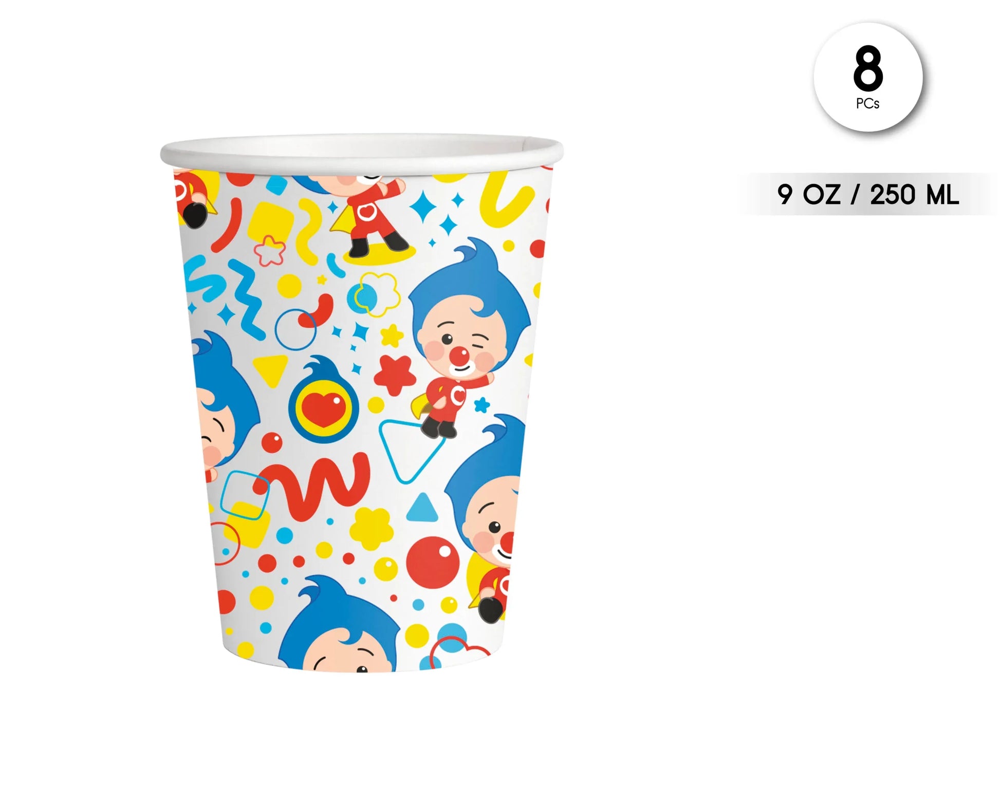 8 VASOS PAYASO PLIM PLIM - yupiparty