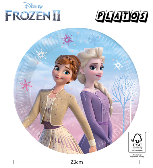 Platos Frozen 23CM 6PCS- Vajilla Fiesta Infantil Elsa Anna Licencia Disney Oficial