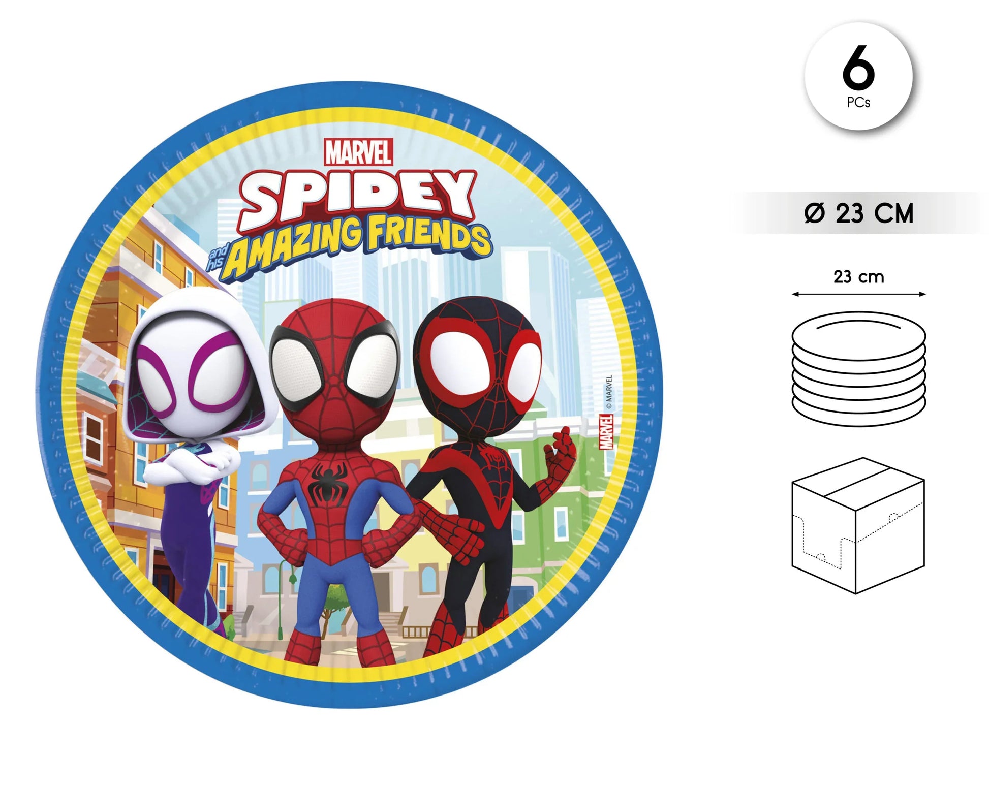 6 PLATOS DE PAPEL 23CM SPIDEY & HIS AMAZ - yupiparty