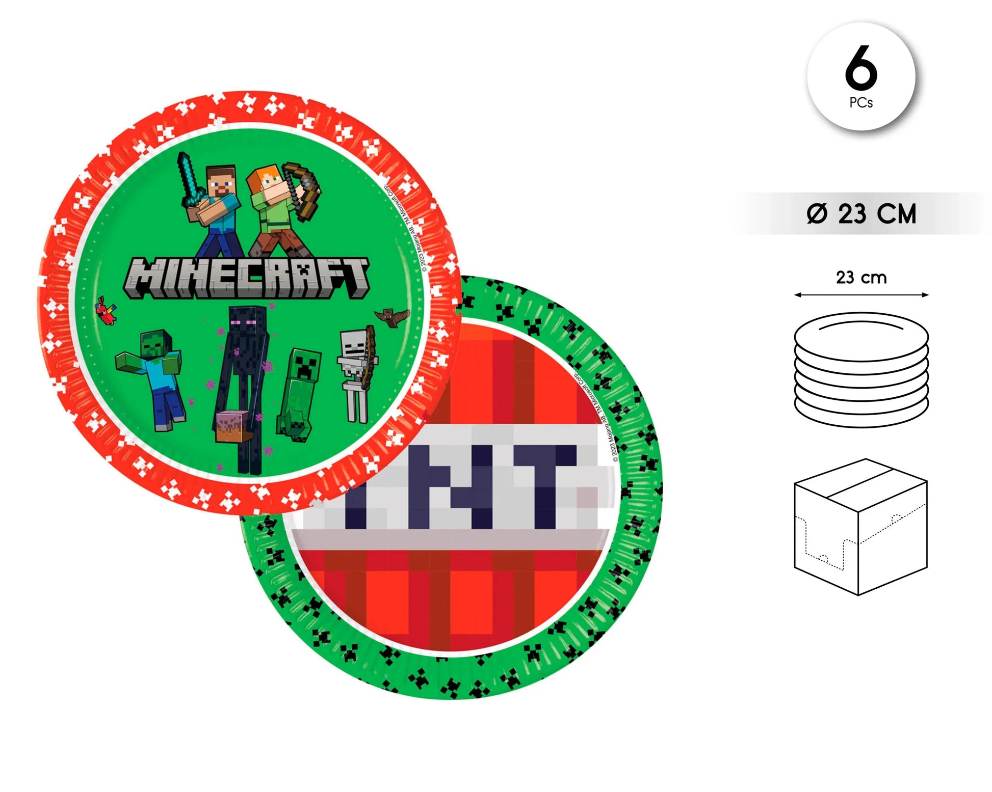 6 PLATOS DE PAPEL 23CM MINECRAFT SURTIDO - yupiparty