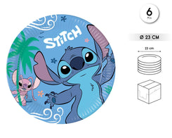 6 PLATOS DE PAPEL 23CM STITCH & ANGEL - yupiparty