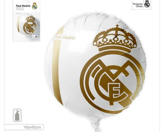 REAL MADRID GLOBO FOIL  REDONDO ESCUDO ORO 45CM