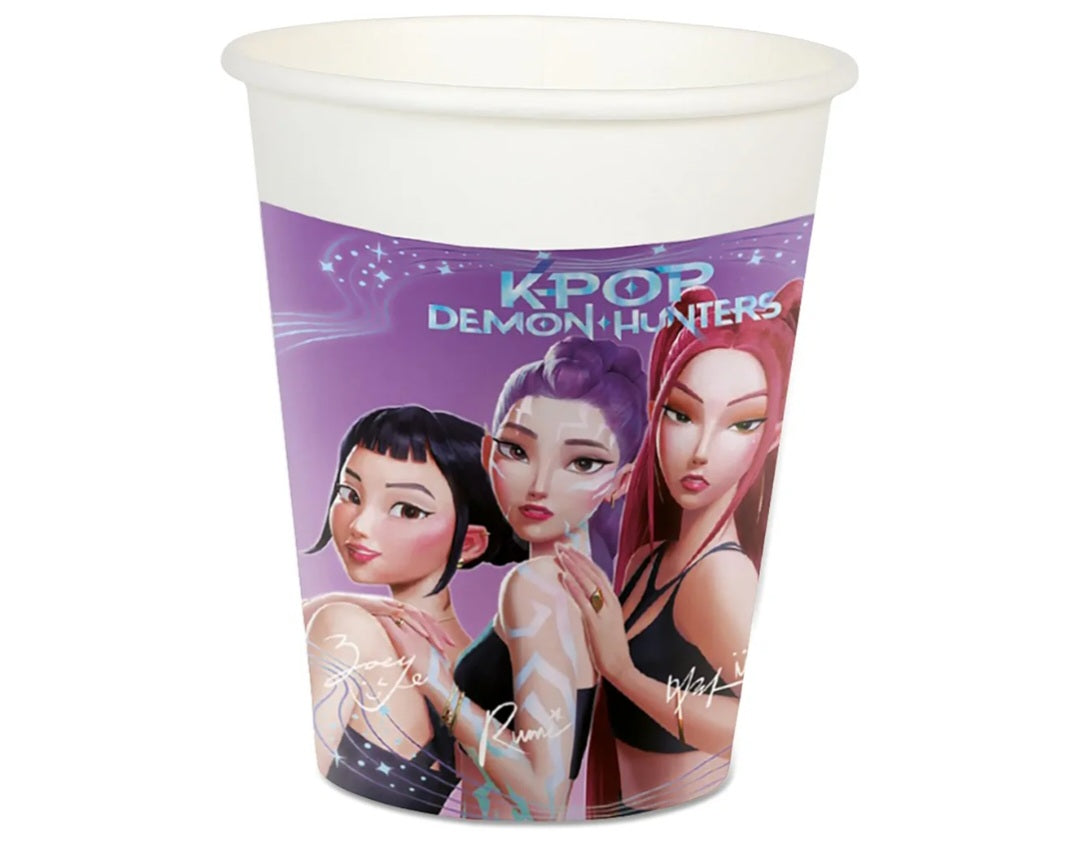 VASOS PAPEL 200ML 7 OZ GUERRERAS K-POP DEMON HUNTERS PACK 6PCS