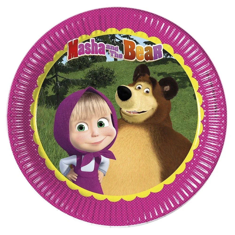 Platos Masha y el Oso 23cm Pack 8 - Licencia Oficial - yupiparty