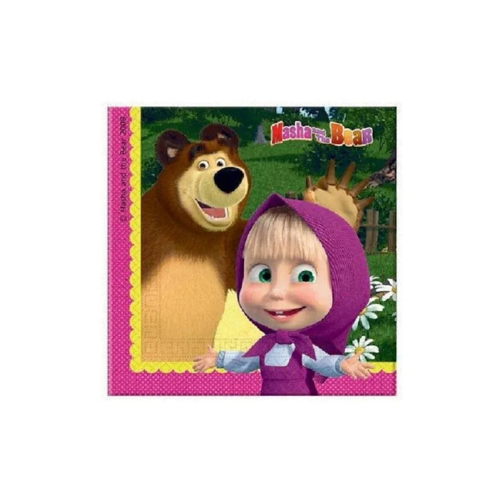 Servilletas Masha and The Bear 33x33cm - Licencia Oficial - yupiparty