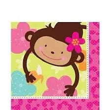 SERVILLETAS MONKEY LOVE PARTY 16PCS 33CM X 33 CM - yupiparty