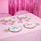 PLATO FORMA UNICORNIO IRID. 20X22CM 6U - yupiparty