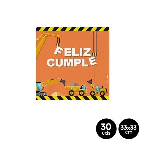 SERVILLETAS DOBLE CAPA CONSTRUCTION 33X3 - yupiparty