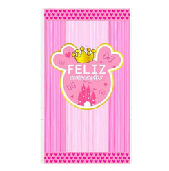 CORTINA DE FLECOS ROSA FELIZ CUMPLEAÑOS - yupiparty