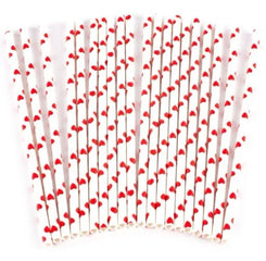 PAJITAS BLANCAS CORAZONES ROJOS 20 oca - yupiparty