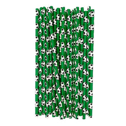 PAJITAS VERDES BALONES FUTBOL 20pcs - yupiparty