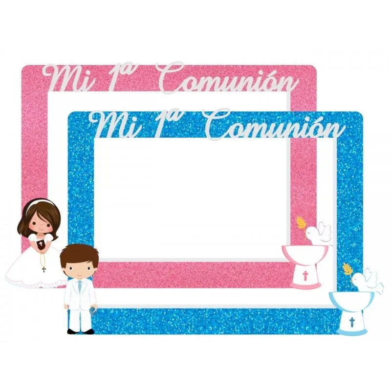 PHOTOCALL DE COMUNIÓN CON PURPURINA (120 X 90 CM.) - yupiparty