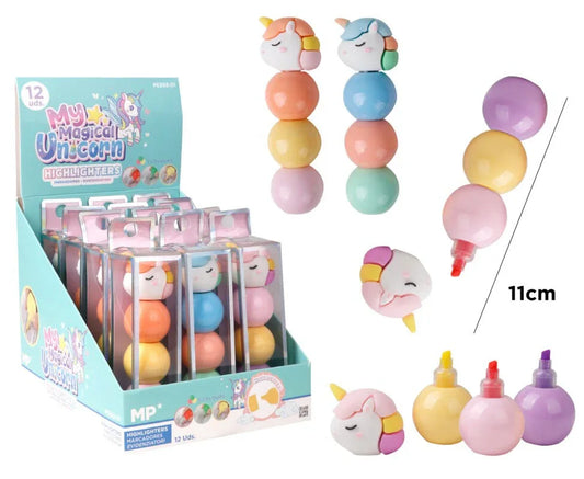 MARCADOR FLUORESCENTE UNICORNIO 3 EN 1 - yupiparty