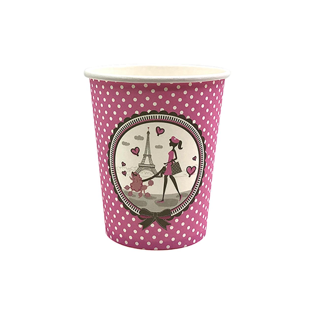 VASOS CARTON 250ML PARIS PARTY 12PCS