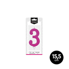 VELA METALIZADA ROSA 3 - yupiparty