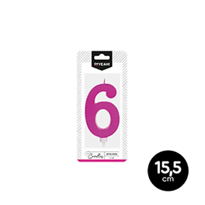 VELA METALIZADA ROSA 6 - yupiparty