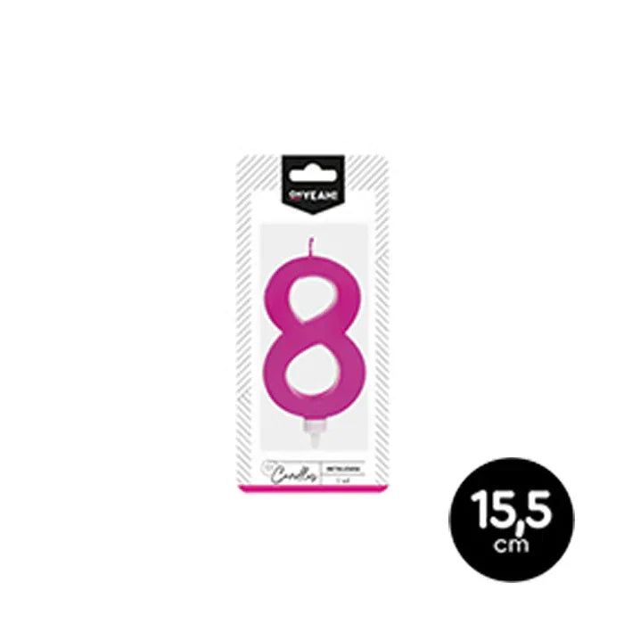 VELA METALIZADA ROSA 8 - yupiparty