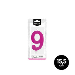 VELA METALIZADA ROSA 9 - yupiparty