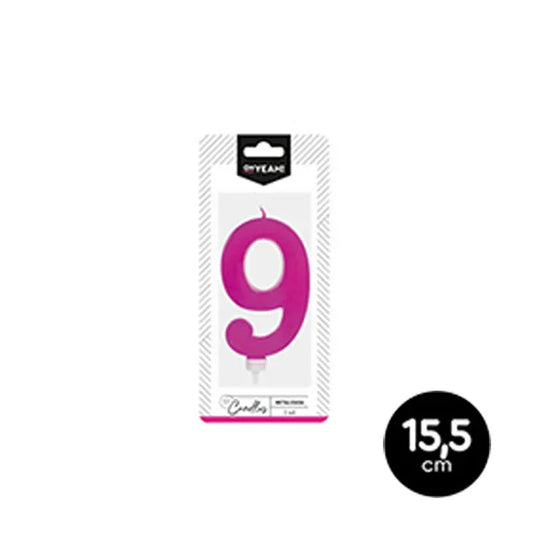 VELA METALIZADA ROSA 9 - yupiparty