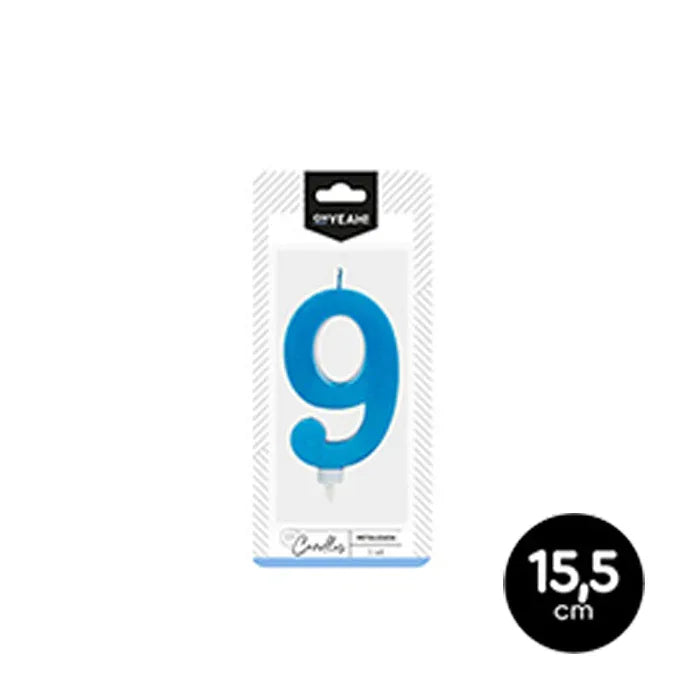 VELA METALIZADA AZUL 9 - yupiparty